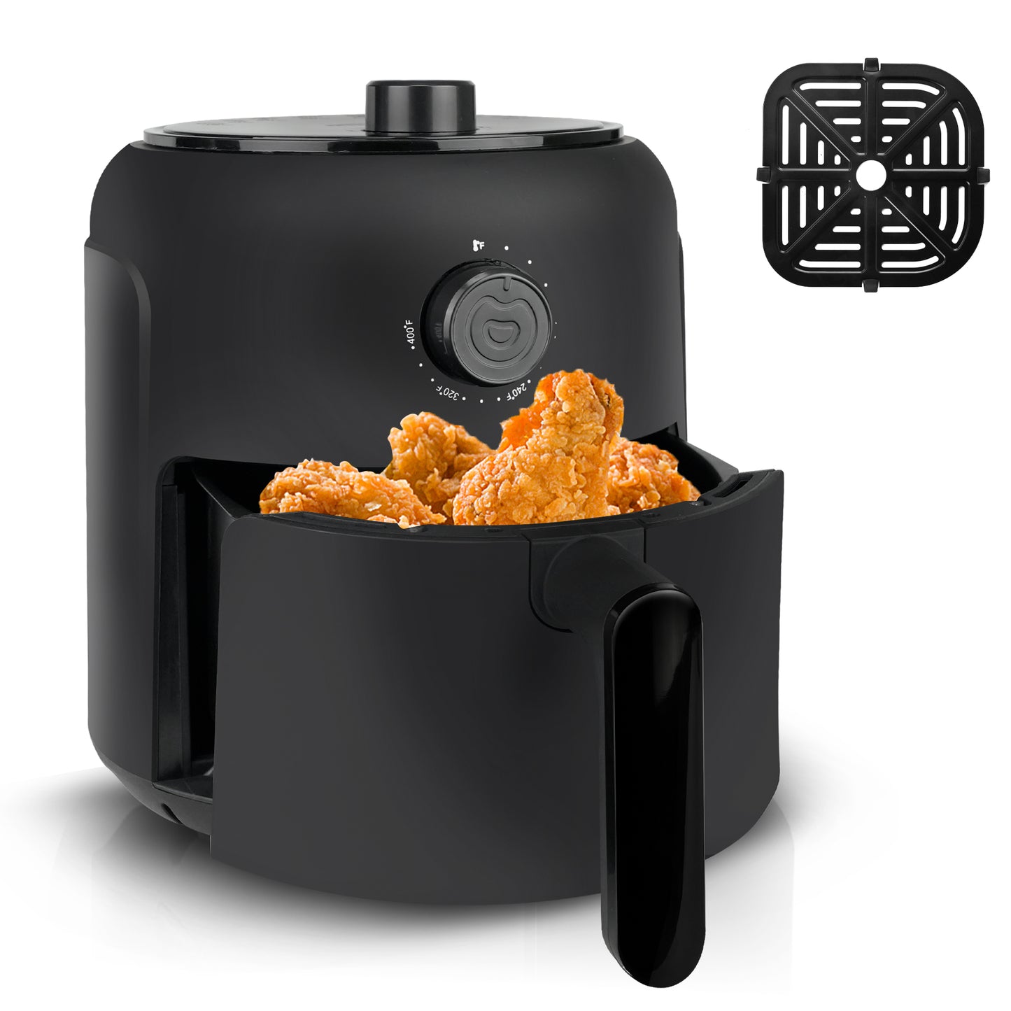 MIRASTON 2.6QT Small Air Fryer Unique Mechanical Knob Design with Precise Adjustments for Healthy and Quick Meals | Ideal for Small Spaces