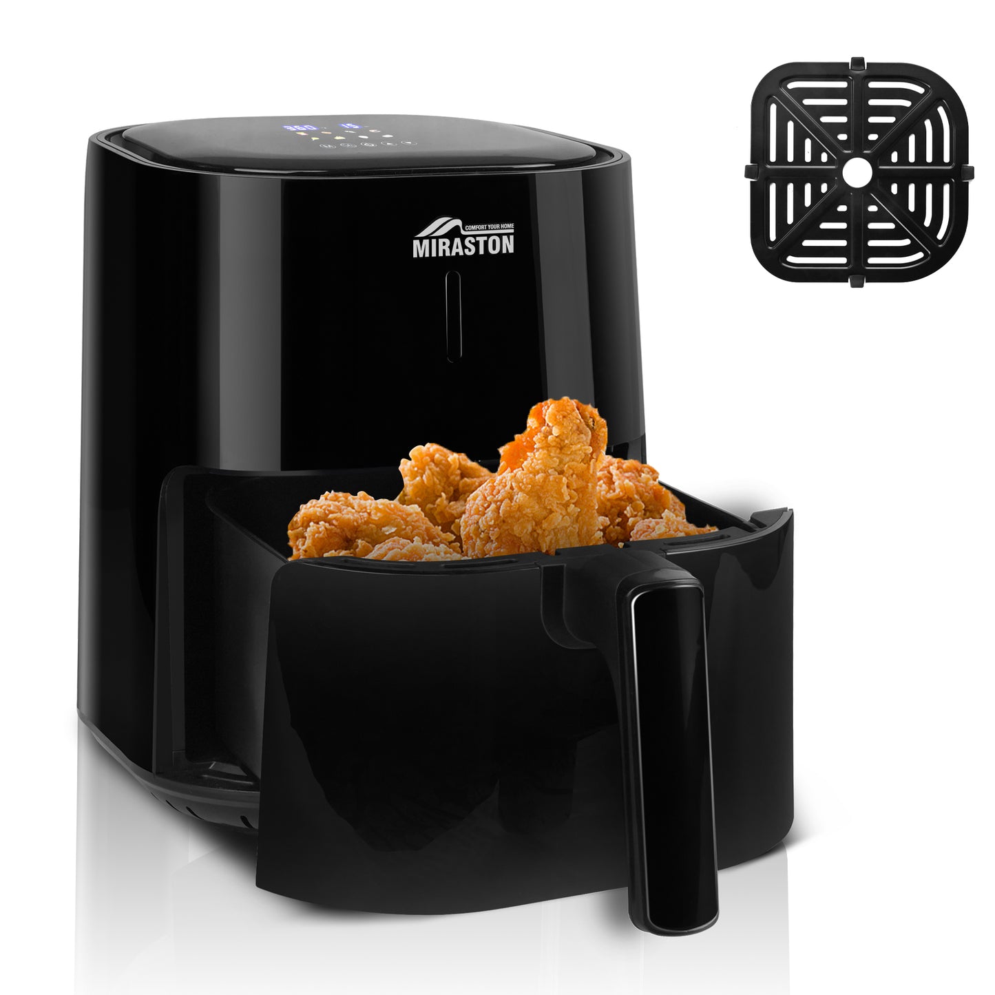 MIRASTON 4.5QT Compact Air Fryer Smart Touchscreen with Preset Recipes | 6-in-1 Functions Easy Cooking for Veggies, Frozen Food, Seafood, Juicy Meats