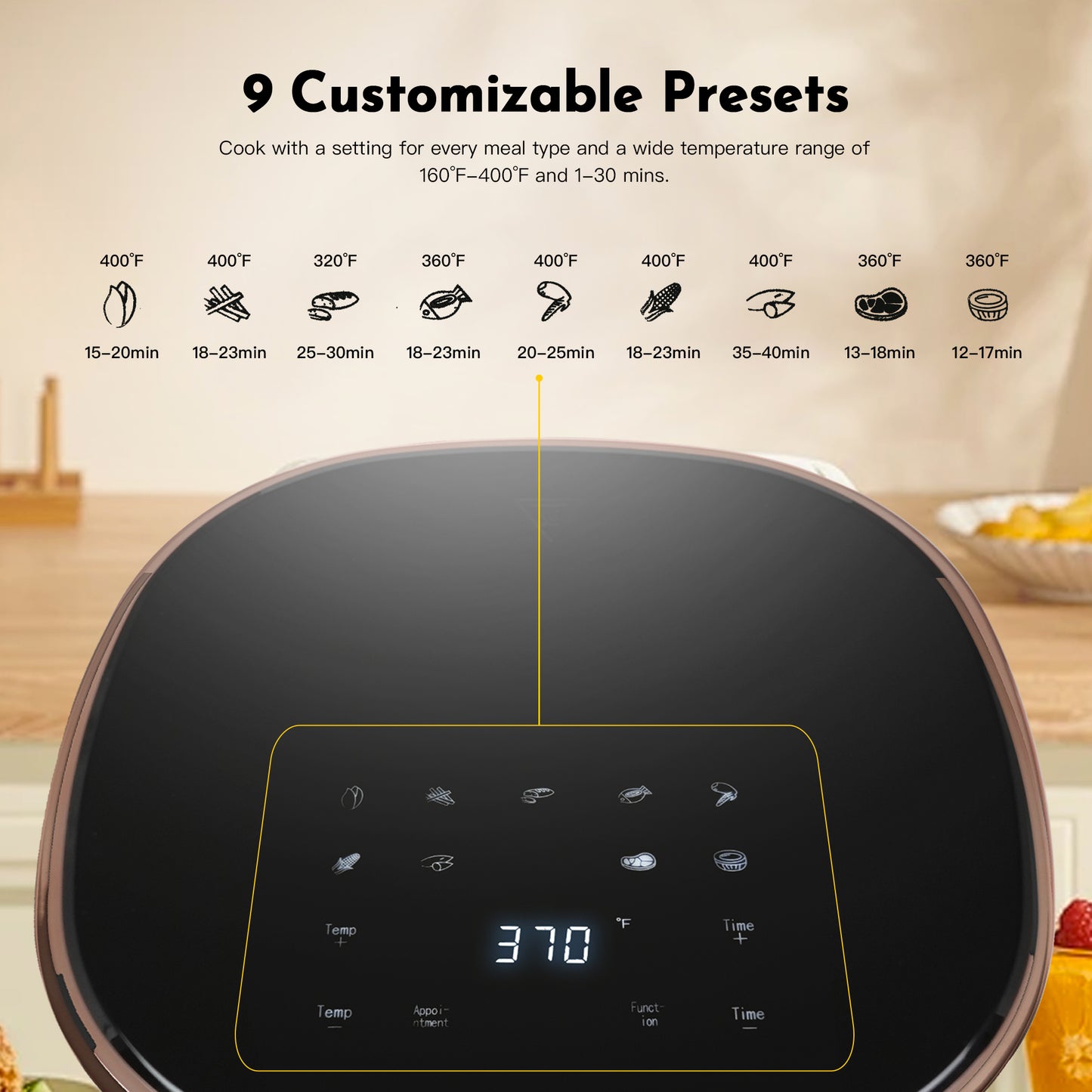 MIRASTON Air Fryer 3.6qt | Compact | Digital Touchscreen Display