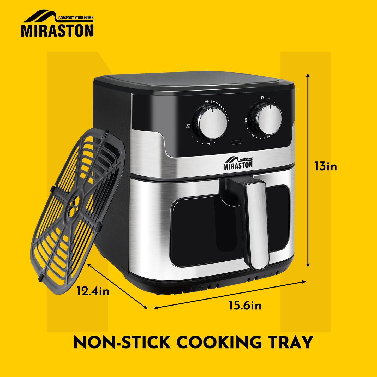 MIRASTON 8-in-1 Air Fryer 8.5qt | Knob Design with Fully Open Function Air Fry, Bake, Roast, Broil in Minutes