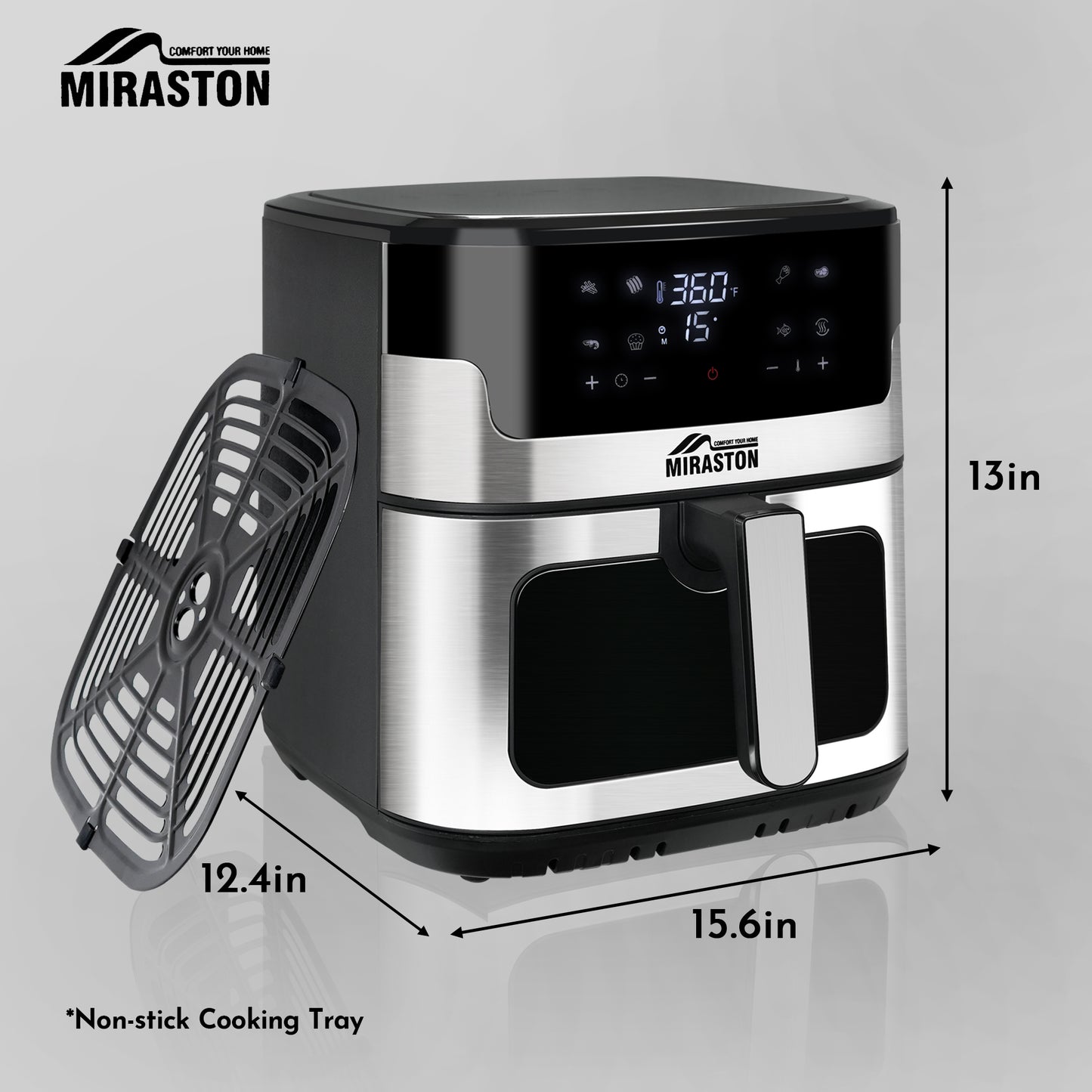 MIRASTON 8-in-1 Air Fryer 8.5qt Preset Receips Options Samrt Digital Touchscreen