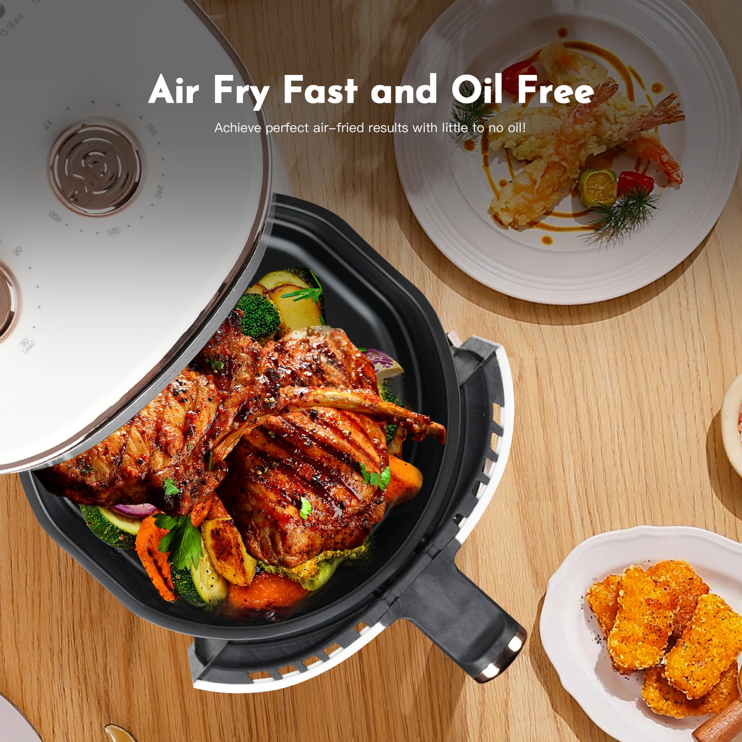 MIRASTON Air Fryer 3.6qt | Compact | Knob Control | Oilless Cooking for Healthier Delights