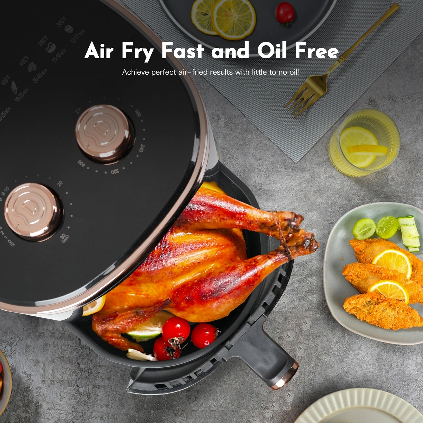 MIRASTON Air Fryer 3.6qt | Compact | Knob Control | Oilless Cooking for Healthier Delights