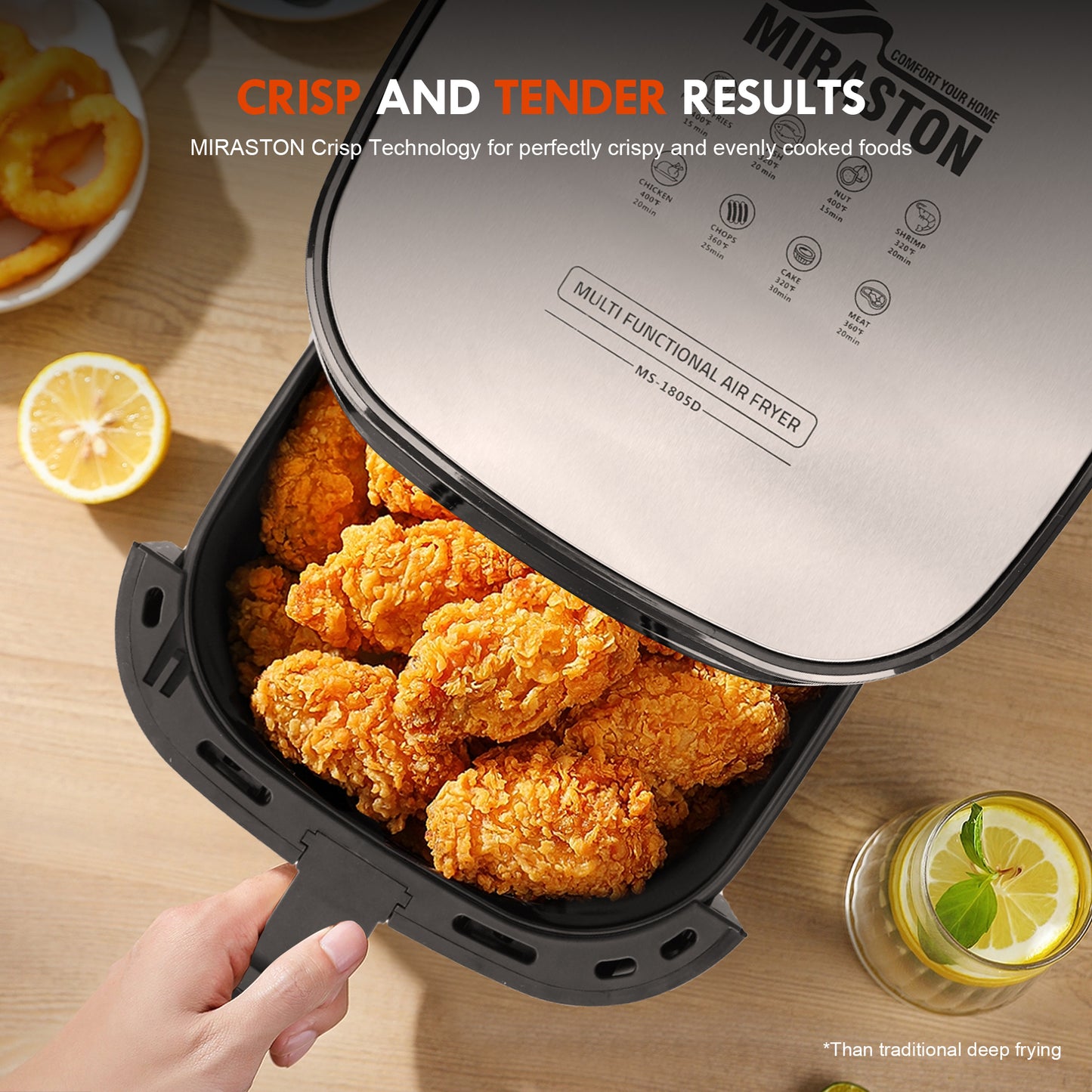 MIRASTON 6.5QT Smart Air Fryer Digital Touch Screen for Home, Parties | 2024 New Flagship