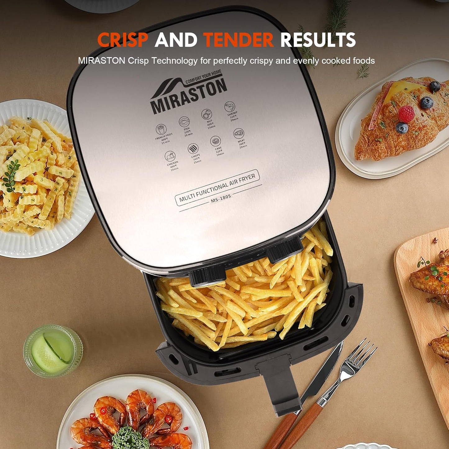 MIRASTON 6.5QT Air Fryer Maunal Control for Home, Parties | 2024 New Flagship